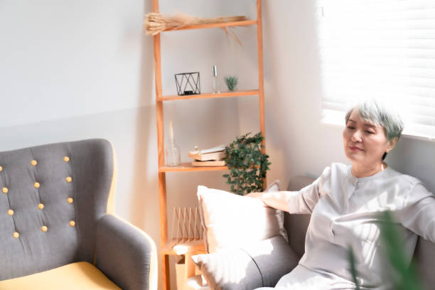 istock Elderly retired at home, enjoy life,Sitting peacefully on the sofa 1310233682