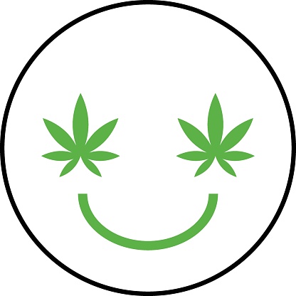 Cannabis smile Concept, Happy Weed Vector Icon Design