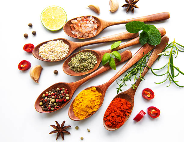 istock Various spices isolated on white background, top view 1310233991