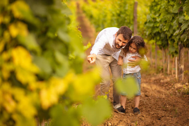 istock Father and son in vineyard. Father and son talking. 1310239316