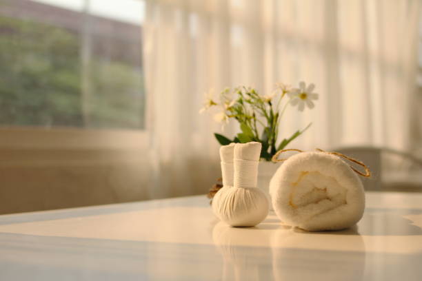 istock Spa accessories, Beautiful composition of spa, spa relax concept,  herbs for massage, beautiful sap set on wood table, For marketing products 1310242216