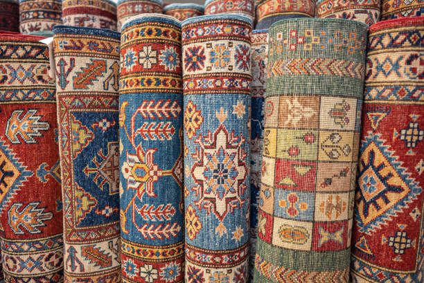 istock a group of curled Turkish rugs 1310246738