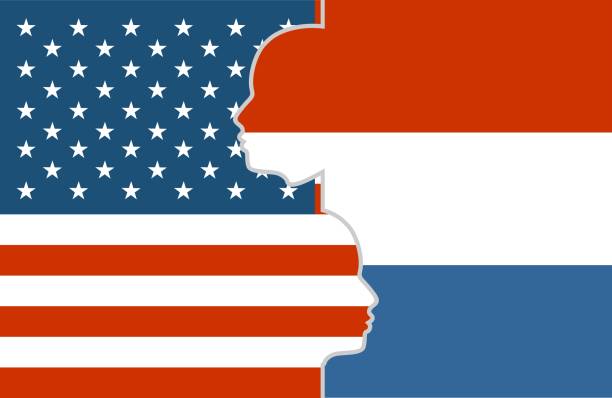 отношения между сша и нидерландами - usa netherlands stock illustrations