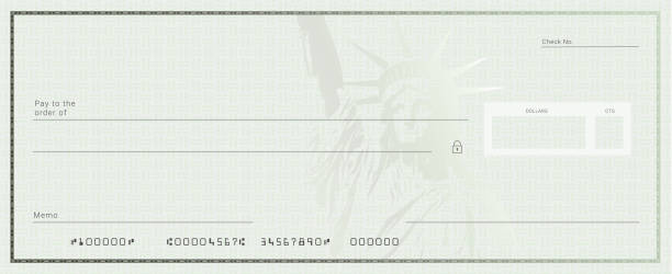 leere stimulus bank check vorlage. gefälschte scheckheft mockup. - scheck stock-grafiken, -clipart, -cartoons und -symbole