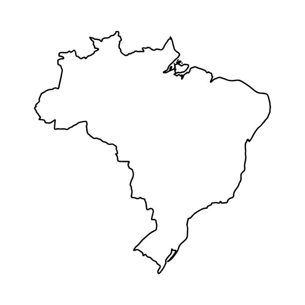 ilustraciones, imágenes clip art, dibujos animados e iconos de stock de mapa de contorno de fondo blanco de brasil. - tuscany backgrounds italy textured