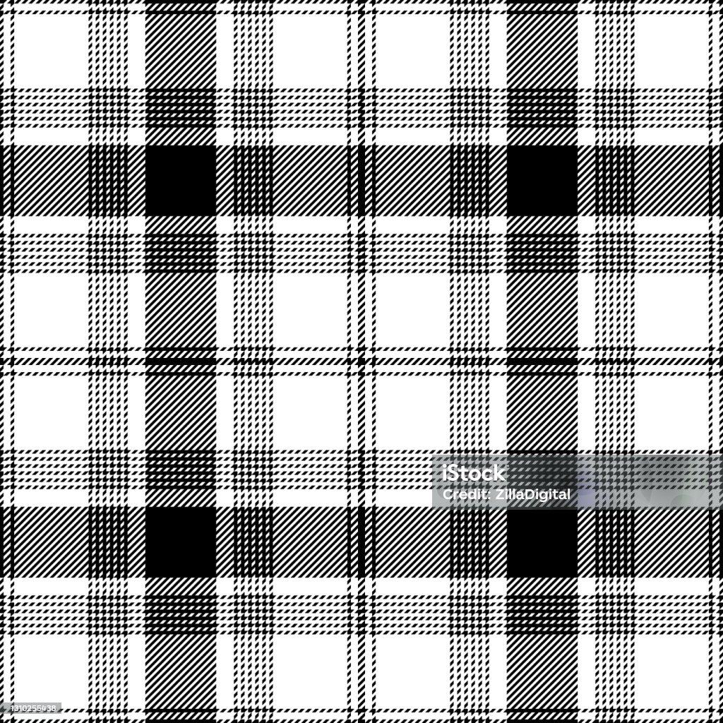 Plaid Pattern Ombre In Black And White Seamless Textured Tartan Check  Graphic Vector Texture For Flannel Shirt Skirt Blanket Throw Other Modern  Autumn Winter Fashion Fabric Print Stock Illustration - Download Image
