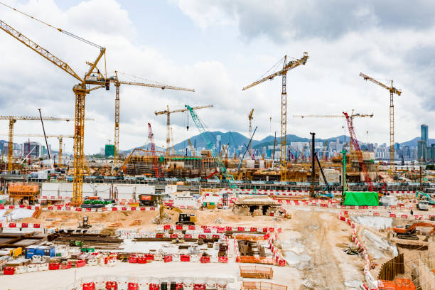 istock Drone Point of View Working in Construction Site 1310256809