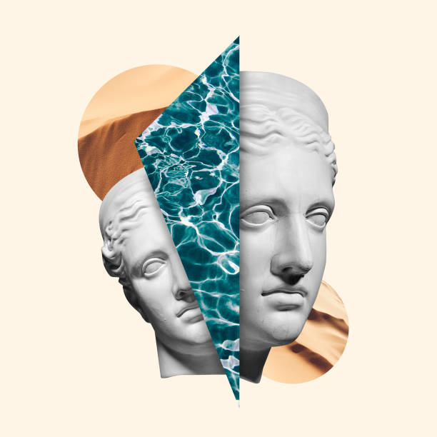 istock Contemporary art collage with antique statue head in a surreal style. 1310258166