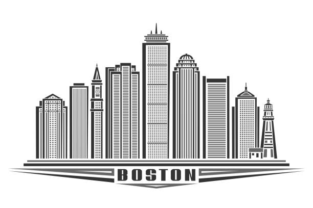 wektorowa ilustracja bostonu - business district type stock illustrations