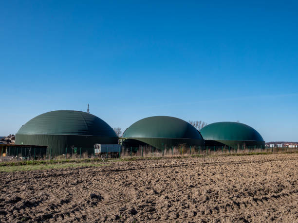 istock Biogas plant in Germany with blue sky 1310259230