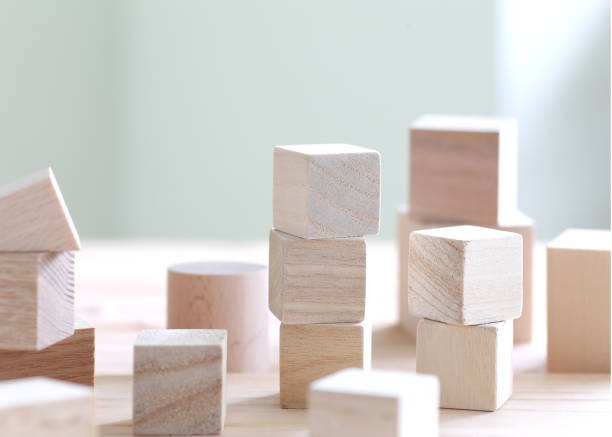 Wooden building blocks stock photo
