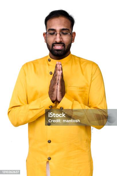 Praying To Bhagwan Stock Photo - Download Image Now - Culture of India, Greeting, India