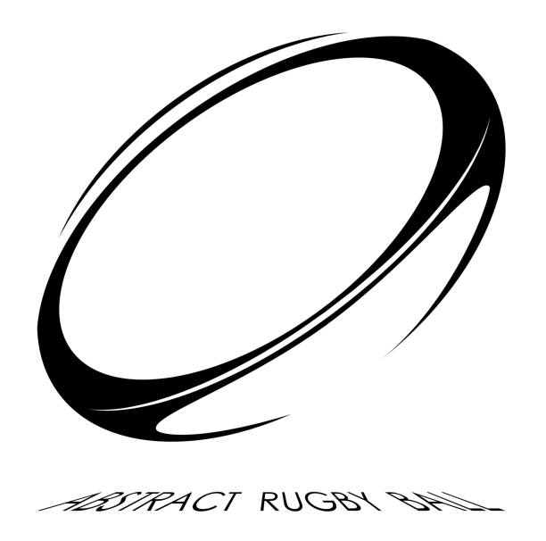 ilustraciones, imágenes clip art, dibujos animados e iconos de stock de pelota deportiva abstracta para jugar al icono del rugby. deportes de equipo. estilo de vida activo. vector aislado en blanco y negro - equipo de rugby