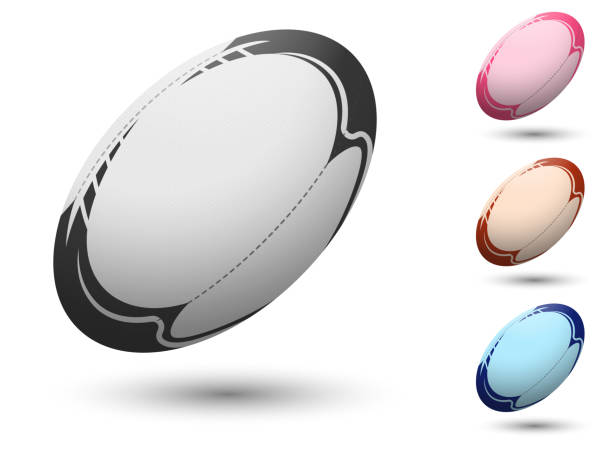 stockillustraties, clipart, cartoons en iconen met realistische sportbal voor het spelen van rugby. teamsporten. actieve levensstijl. geïsoleerde kleurenvector op witte achtergrond - rugby scrum