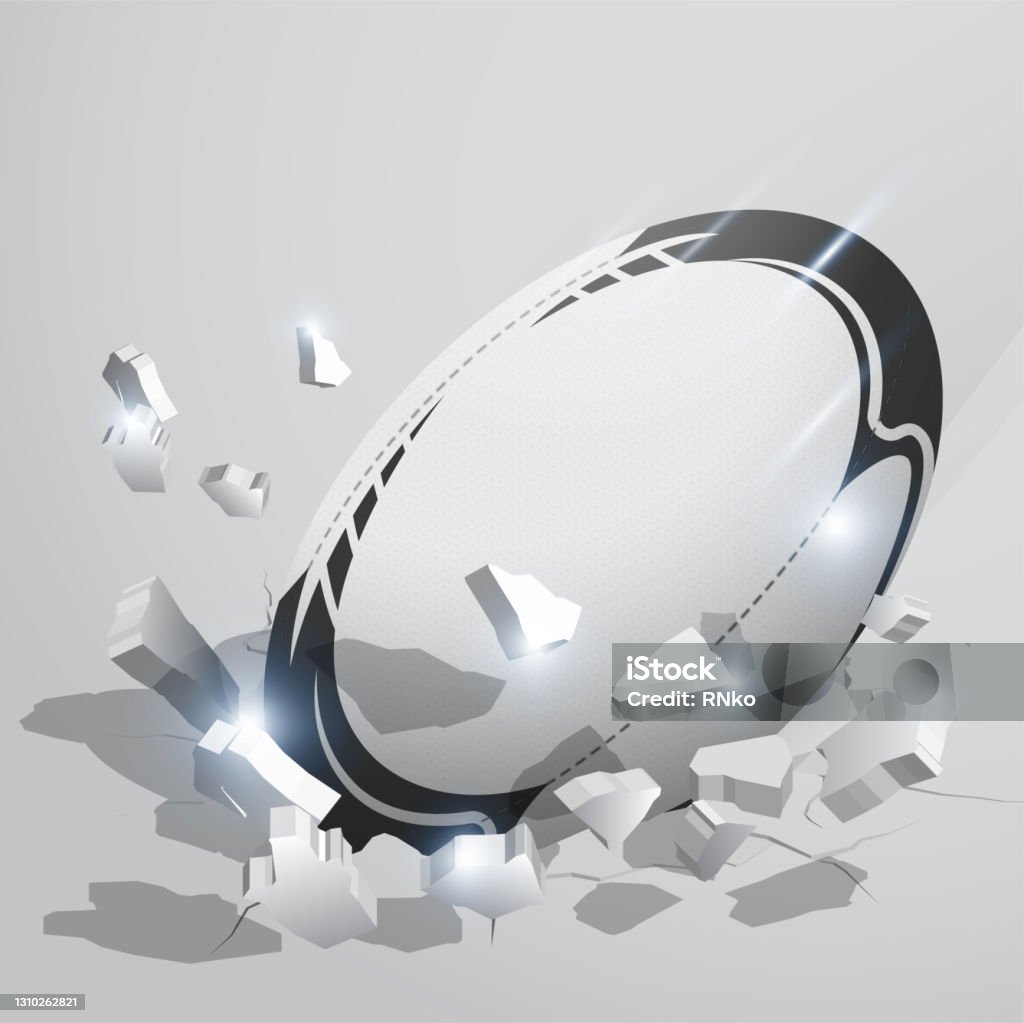 Exploding Rugby Ball Sport Rugby Ball Crashed Into The Ground At High Speed And Breaks Into ...