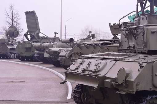 Combat vehicles.  Exhibition of weapons of the Russian army