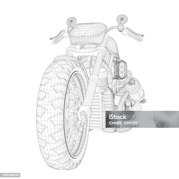 Motorcycle Skeleton Pattern Motorcycle Skeleton From Black Lines Isolated On White Background ...
