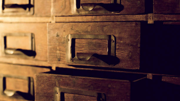 istock vintage retro locker, old drawers with a safe 1310267268