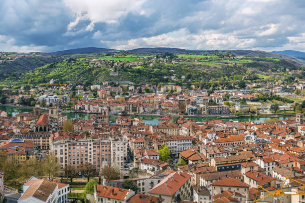 An aerial view of Vienne, France stock photo