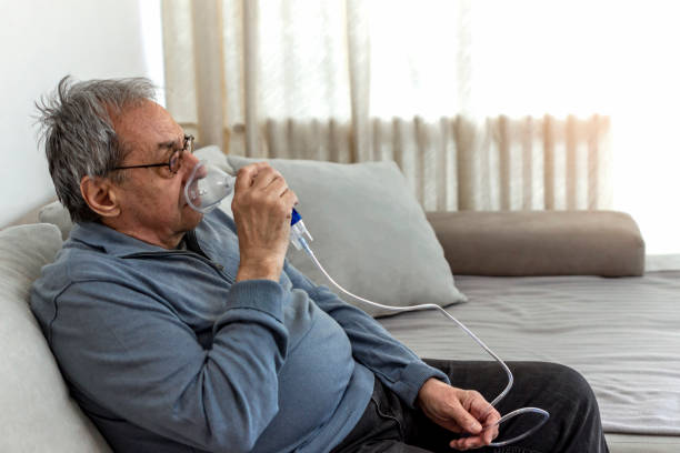 istock Rhinitis treatment at home by inhalation. 1310269902