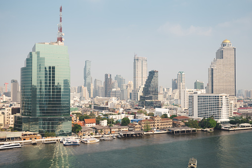 Cityscape view from Iconsiam is one of the largest shopping malls in Asia on Chao Phraya River banks in Bangkok