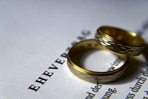 One marriage contract and two wedding rings