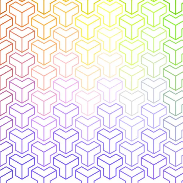 Vector illustration of Part of cube, forming optical illusion of infinite cubes. Color gradient on outline.
