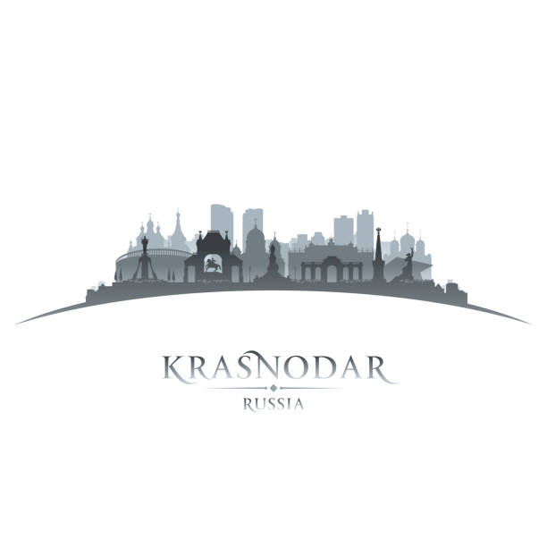 Krasnodar Russia city skyline silhouette Krasnodar Russia city skyline vector silhouette illustration krasnodar stock illustrations
