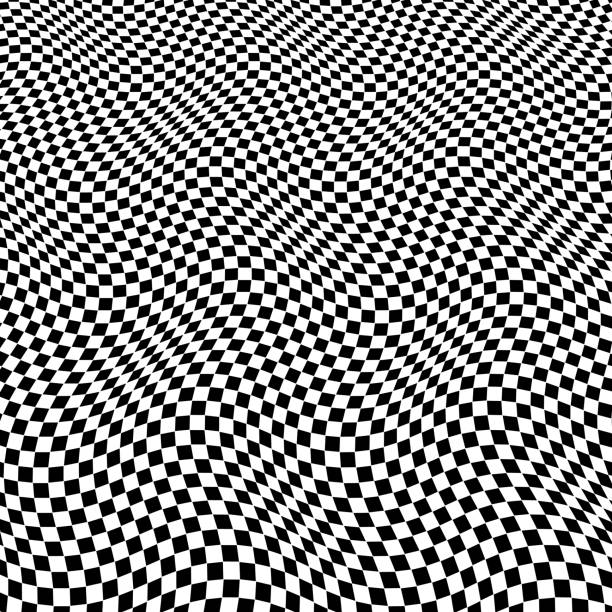 3D surface of checked waves of warped squares, with perspective 3D landscape of checked waves of warped squares, with perspective checked pattern stock illustrations
