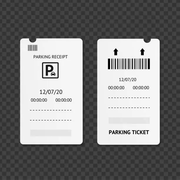 Vector illustration of Realistic 3d Detailed Parking Tickets Set. Vector