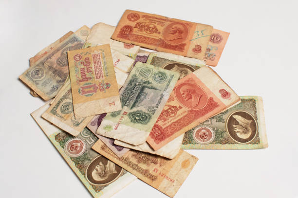 istock Heap of USSR Soviet rubles isolated on white background 1310277610