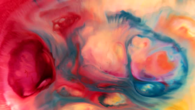 Fluid art drop expanding colorful cosmic chaotic swirls abstract beautiful textures flow background