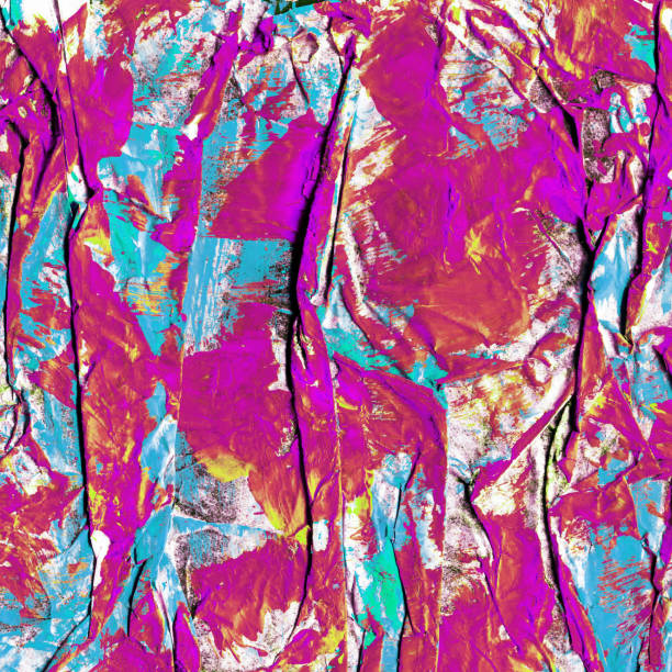 istock Contemporary abstract art illustration. Wrinkled paper texture paint drops 1310283335