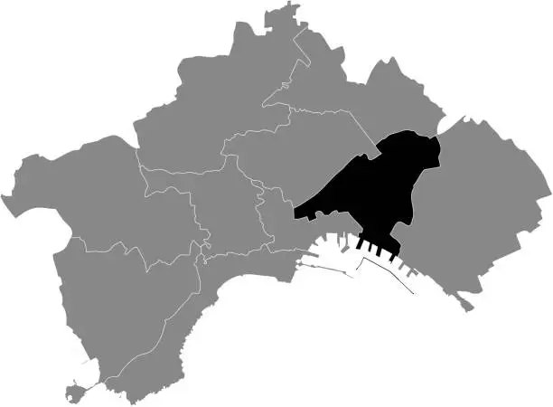 Vector illustration of Location map of the 4th municipality (Poggioreale, San Lorenzo, Vicaria, Zona Industriale) of Naples, Italy