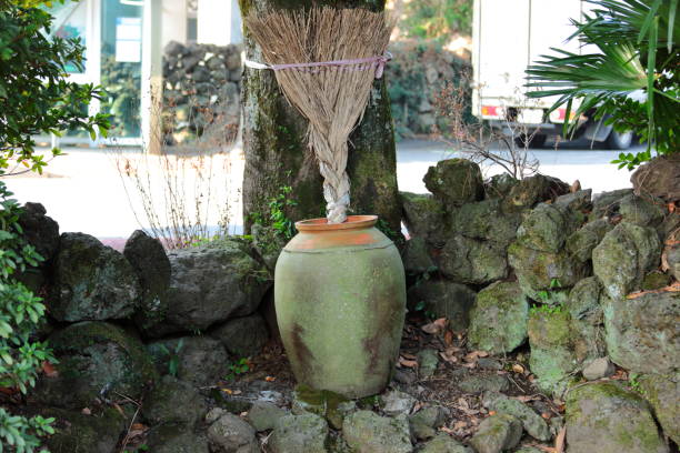It is a spring scenery of seong-eup folk village in Jeju Island.