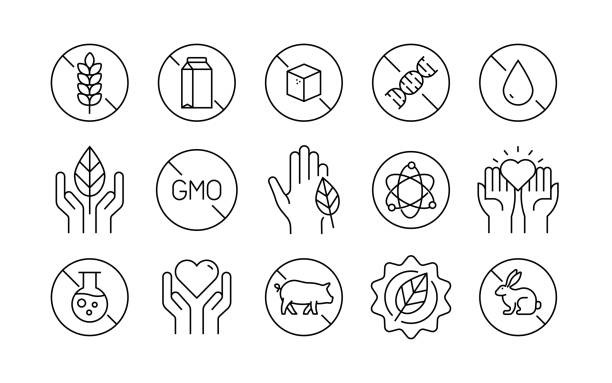 odznaki dla produktów naturalnych i kosmetyków organicznych - bezglutenowy stock illustrations