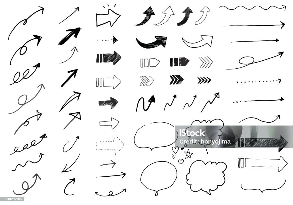 Рукописный вектор иллюстрации материала различных видов стрелок - Векторная графика Символ стрелка роялти-фри