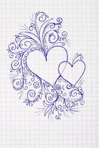 Photography of Hearts  ,drawn with pen on note pad
