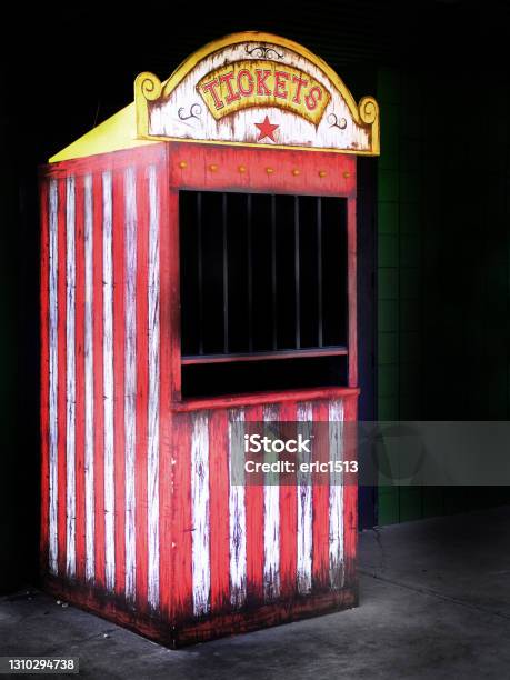 Old Ticket Booth At A Carnival Or Circus Selling Ticket For Rides And Fun Stock Photo - Download Image Now
