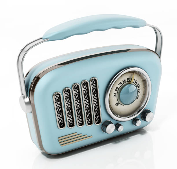 istock Vintage radio isolated on white. Fictitious design 1310294792