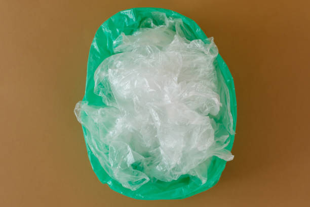 istock transparent disposable plastic bags on a brown background 1310295448