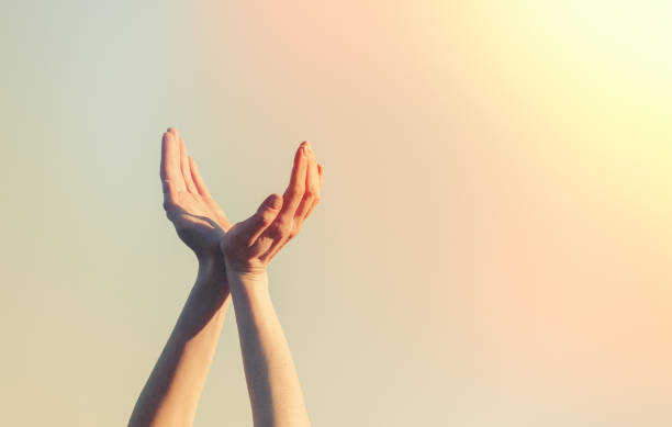 istock Female hand pray undersunlight in outdoor 1310303606