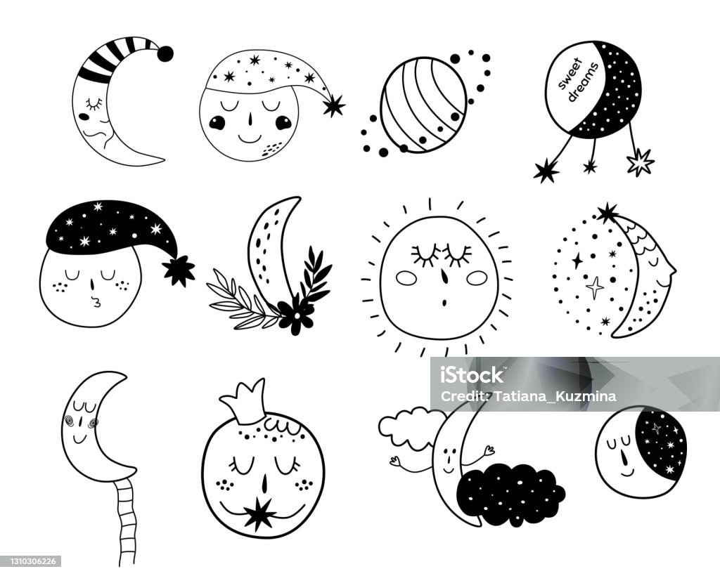 Baby Moon Clipart Kids Moon Đặt Các Nhân Vật Dễ Thương Các Yếu Tố ...