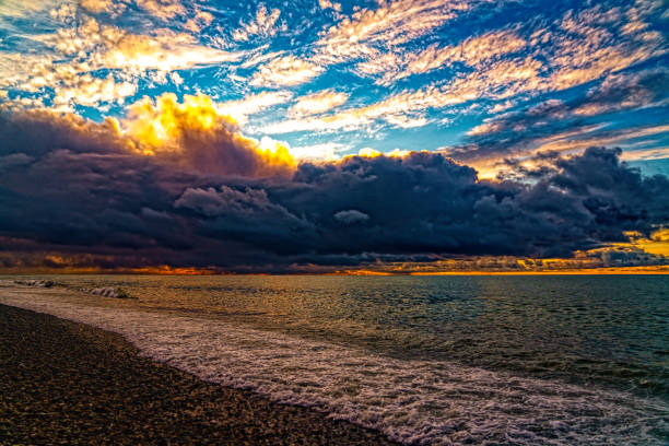 istock Beautiful yellow sunset reflected in the sea 1310307081