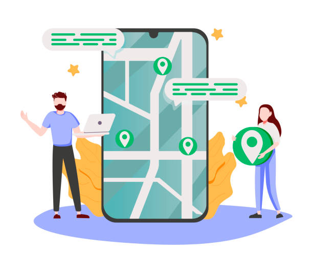 ilustraciones, imágenes clip art, dibujos animados e iconos de stock de ilustración vectorial de concepto abstracto de optimización del sitio web. equipo de análisis seo, seo local, rango de página de motores de búsqueda, creación de palabras clave y enlaces, promoción de internet, metáfora abstracta de visibilidad. - motor de búsqueda