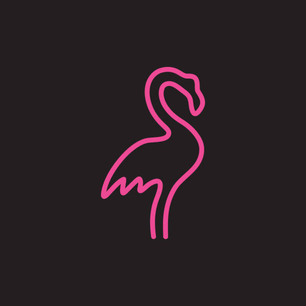 ilustrações de stock, clip art, desenhos animados e ícones de flamingo one line cute vector illustration icon - wall profile
