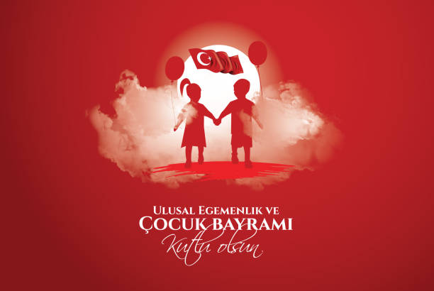 vector illustration of the cocuk baryrami 23 nisan , translation: Turkish April 23 National Sovereignty and Children's Day, graphic design to the Turkish holiday, kids icon, children logo. vector illustration of the cocuk baryrami 23 nisan , translation: Turkish April 23 National Sovereignty and Children's Day, graphic design to the Turkish holiday, kids icon, children logo. number 23 stock illustrations