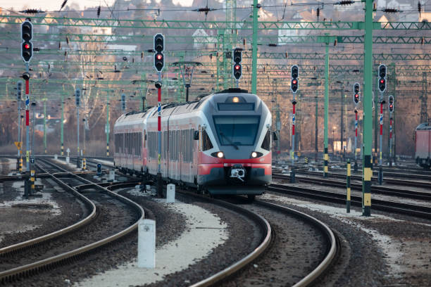 istock Untitled passenger train arrival at railway train station. Public transport. 1310313619