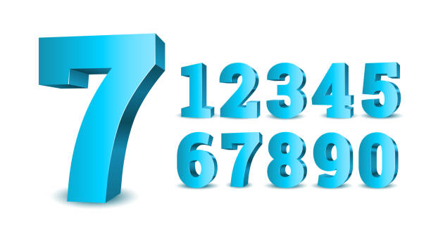 Blue 3d numbers. Symbol set. Blue 3d numbers. Symbol set. Vector illustration seven dimensions stock illustrations