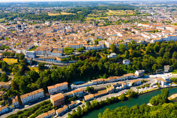 Flight over the city Angouleme on summer day Flight over the city Angouleme on summer day. France angouleme stock pictures, royalty-free photos & images